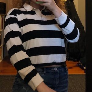 Black and white striped crop top